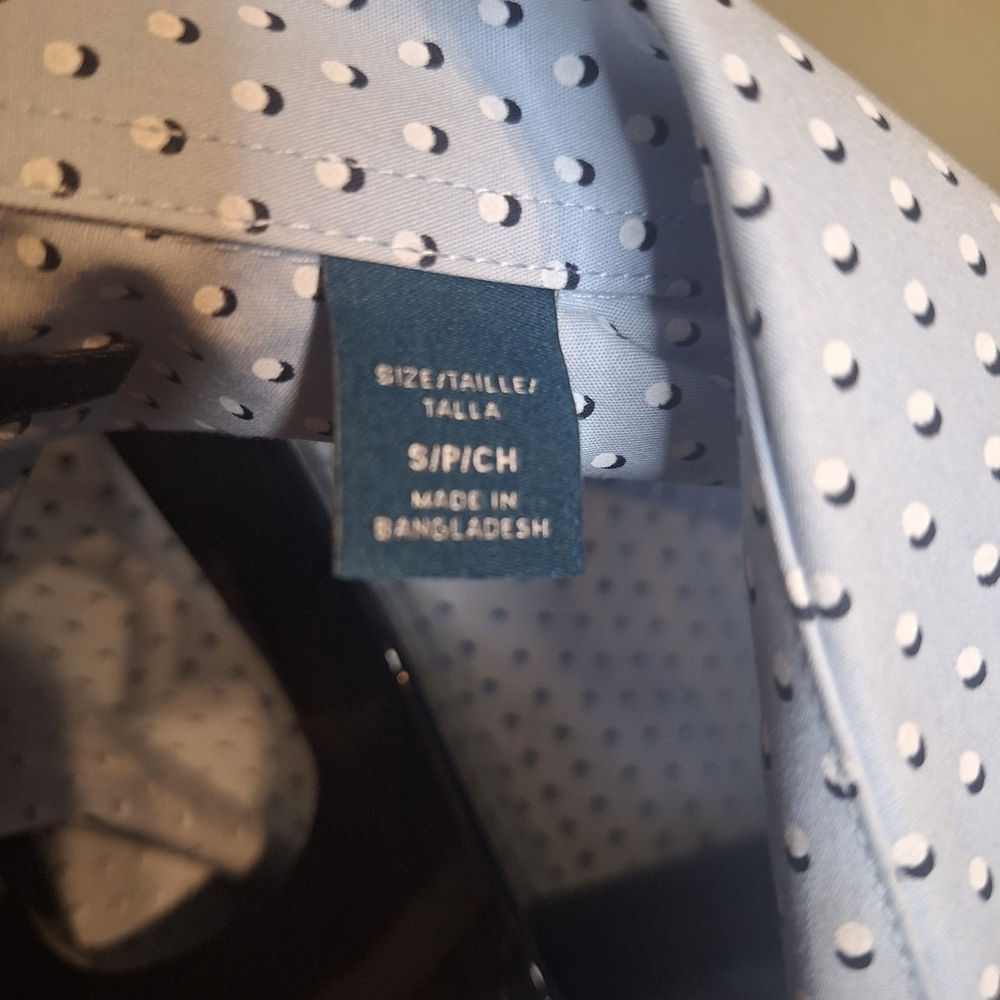 Perry Ellis Light Blue Polka Dot Men's Shirt. Size S - Picture 6 of 7